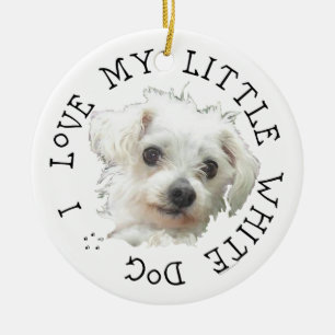 Adorno De Cerámica Amo Mi Perro Blanco Pequeño - Maltés