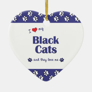 Adorno De Cerámica Amo mis gatos negros (los gatos múltiples)