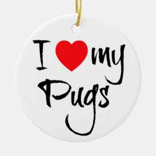 Adorno De Cerámica Amo Mis Pugs