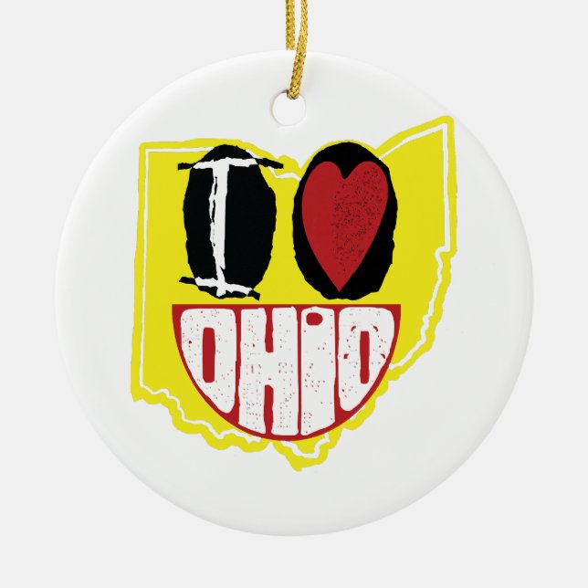 Adorno De Cerámica Amo Ohio Sonriendo Cara Feliz (Frente)
