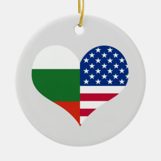 Adorno De Cerámica Amor American/USA y bandera búlgara