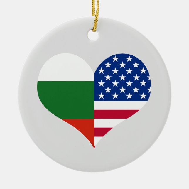 Adorno De Cerámica Amor American/USA y bandera búlgara (Frente)