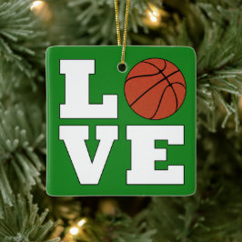 Adorno De Cerámica AMOR Baloncesto Navidades rojos y verdes