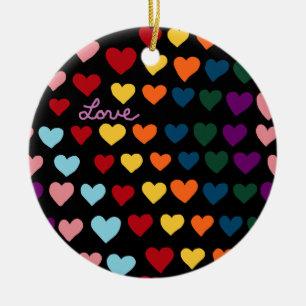 Adorno De Cerámica Amor Con Arcoíris de Corazones