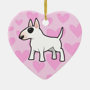 Adorno De Cerámica Amor de bull terrier (añada su propio mensaje)