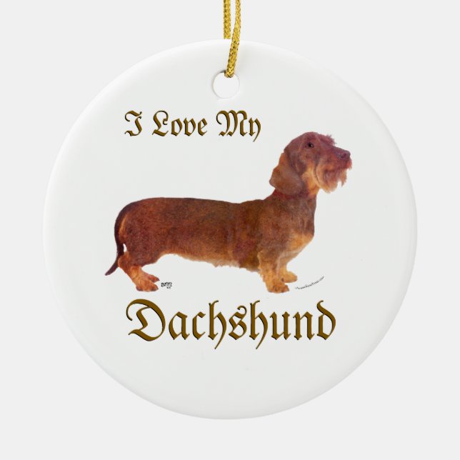 Adorno De Cerámica Amor de Dachshund (Frente)