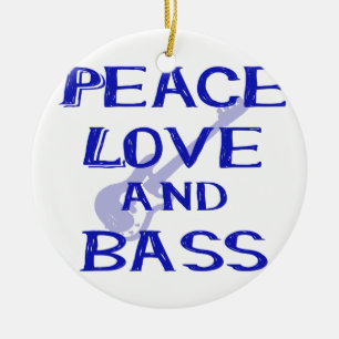 Adorno De Cerámica amor de la paz y guitarra azul del bernice w del