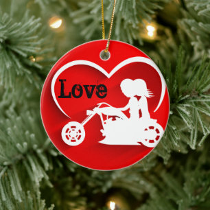 Adorno De Cerámica Amor de motocicleta de pareja personalizada