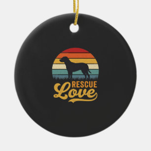 Adorno De Cerámica Amor de rescate Perro retro Atardecer_1