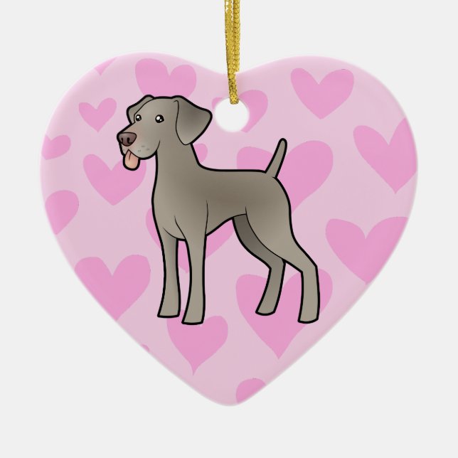 Adorno De Cerámica Amor de Weimaraner (añada su propio mensaje) (Frente)