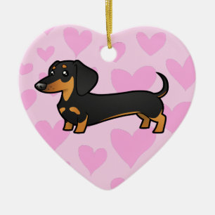 Adorno De Cerámica Amor del Dachshund (capa lisa)