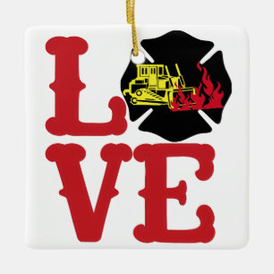 Adorno De Cerámica AMOR DEL INCENDIO con Dozer y Flames [FL15]