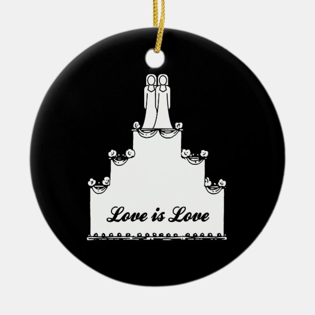 ADORNO DE CERÁMICA AMOR LESBIANO DEL PASTEL DE BODAS (Frente)