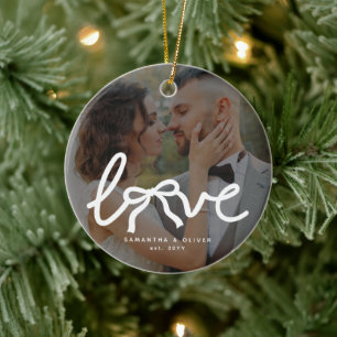 Adorno De Cerámica Amor Moderno Arco Personalizado Parejas Boda Foto