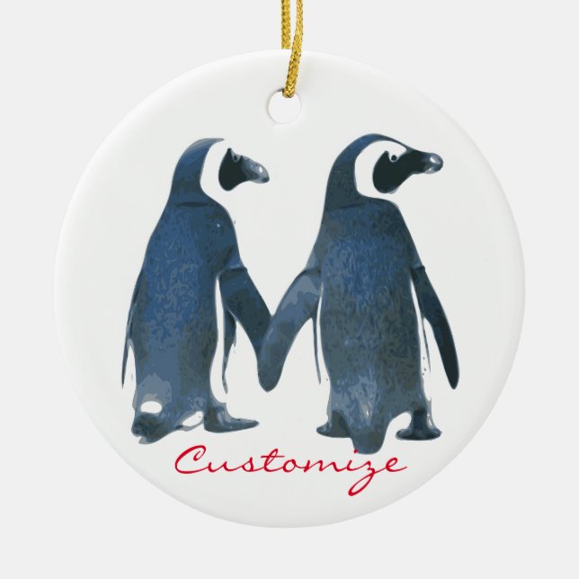 Adorno De Cerámica Amor pájaros Pingüino Pareja Thunder_Cove (Frente)