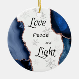 Adorno De Cerámica Amor Paz Luz Geode Purpurina de oro Marina Azul