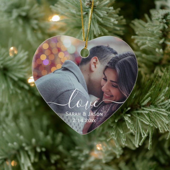 Adorno De Cerámica AMOR | Personalizado Boda fotográfico (Árbol)
