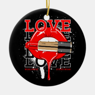 Adorno De Cerámica amor por el mundo de los labios de ropa de calle m