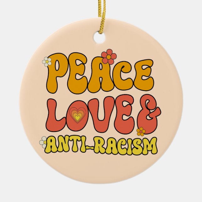 Adorno De Cerámica Amor por la paz y antiracismo (Frente)