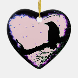 Adorno De Cerámica Amor Raven Para Siempre Corazón Desgarrador.