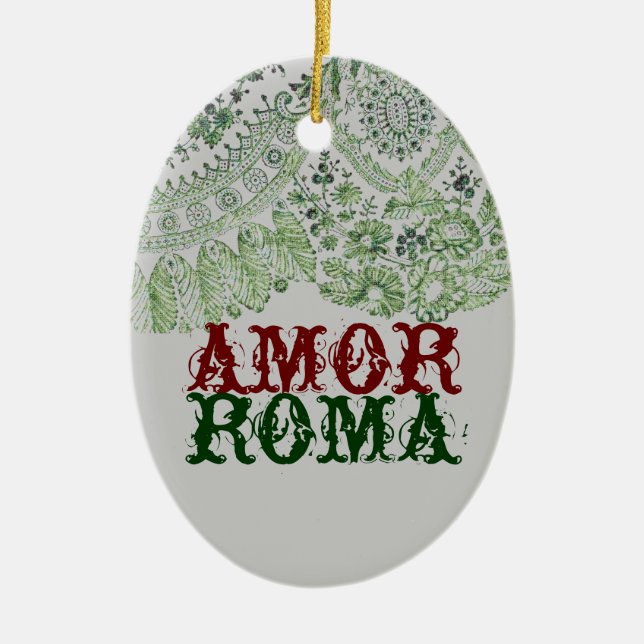 Adorno De Cerámica Amor Roma con el cordón verde (Frente)