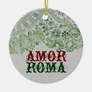 Adorno De Cerámica Amor Roma con el cordón verde