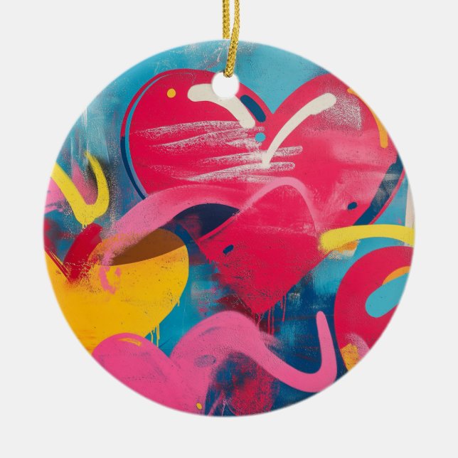 Adorno De Cerámica Amor urbano: Graffiti Hearts (Frente)