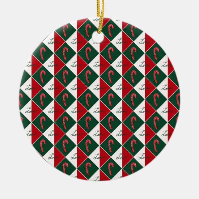 Adorno De Cerámica Amor y canas de caramelo (Frente)