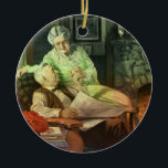 Adorno De Cerámica Amor y romance vintage; abuelos románticos<br><div class="desc">Imagen romántica y amorosa de ilustracion de época que presenta a una pareja de ancianos que aún se enamoró después de muchos años juntos. El abuelo está sentado leyendo su periódico y fumando su pipa junto a la chimenea. La abuela está sentada a su lado y se mira cariñosamente.</div>