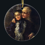 Adorno De Cerámica Amor y Romance Vintage, Arte Romántico Victoriano<br><div class="desc">Ilustración vintage de arte fino de amor y romance que presenta a una pareja anciana enamorada abrazándose a la luz de la luna. Artista: Malcolm Fraser,  1915.</div>