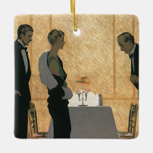 Adorno De Cerámica Amor y romance vintage, cena de pareja elegante