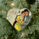 Adorno De Cerámica Amor y romance vintage, travesía de montaña rusa<br><div class="desc">Imagen romántica y amorosa de un ilustracion de época con una pareja joven montando una montaña rusa en un parque de atracciones local. El hombre tiene el brazo envuelto alrededor de la mujer para mantenerla a salvo.</div>