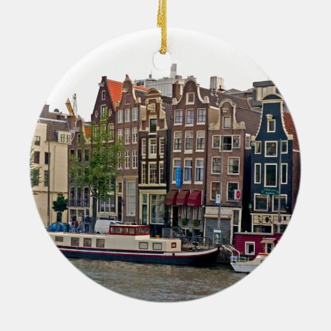 Adorno De Cerámica Amsterdam, casas en el canal (Atrás)