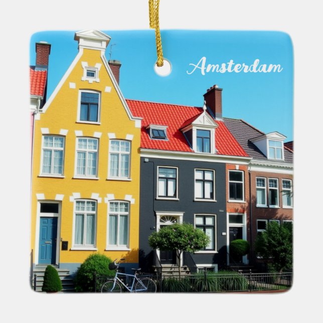 Adorno De Cerámica Amsterdam Holland Houses Travel souvenir (Anverso)