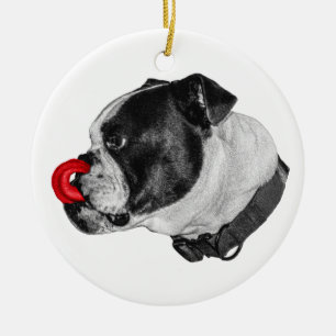 Adorno De Cerámica Amuleto de Lengua Escarlata de Bulldog