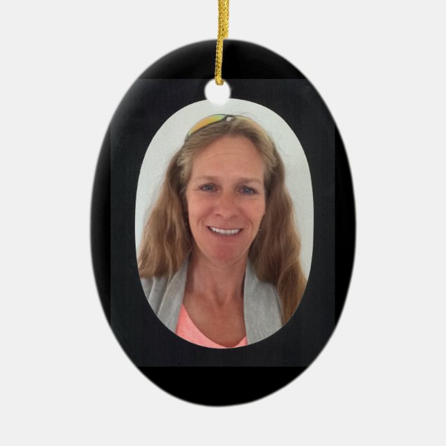 Adorno De Cerámica Añadir fotograma ovalado negro (Frente)