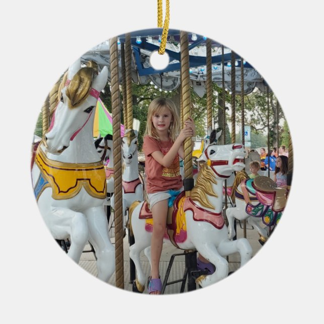 Adorno De Cerámica Añadir la foto de su hijo a estos Navidades (Frente)