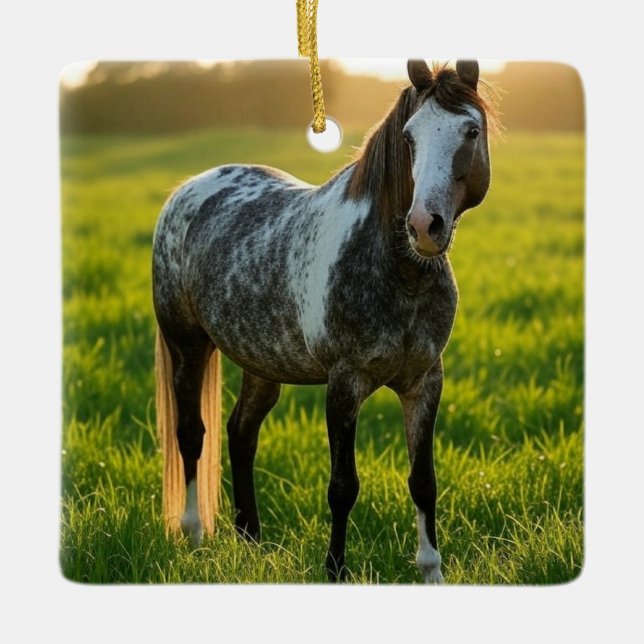 Adorno De Cerámica Añadir Personalizar de fotos de caballos (Anverso)