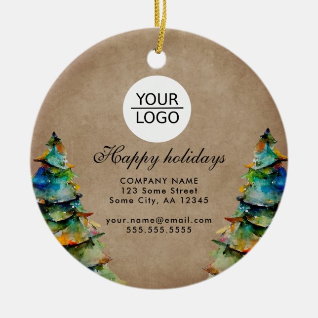 Adorno De Cerámica Añadir promoción de árbol de Navidad de Personaliz (Frente)