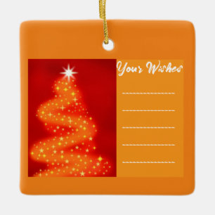 Adorno De Cerámica Añadir su deseo Árbol de Navidad rojo y dorado