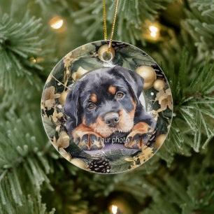 Adorno De Cerámica Añadir tu Wreath de vacaciones verdes de oro