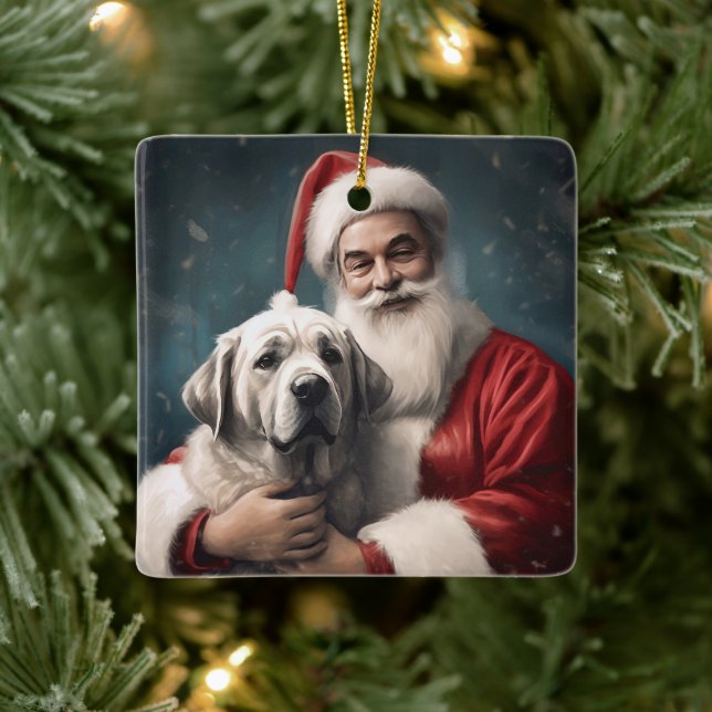 Adorno De Cerámica Anatolian Shepherd con Navidades de Santa Claus (Árbol)