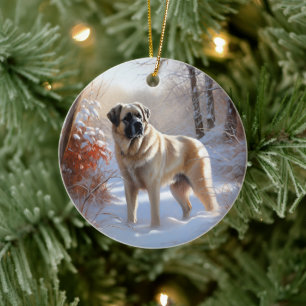 Adorno De Cerámica Anatolian Shepherd Let It Snow Navidades