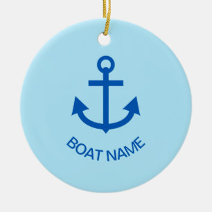 Adorno De Cerámica Anchor Azul Personalizado Tu Bote Nombre Azul Páli