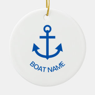Adorno De Cerámica Anchor Azul Personalizado Tu Nombre De Barco Blanc