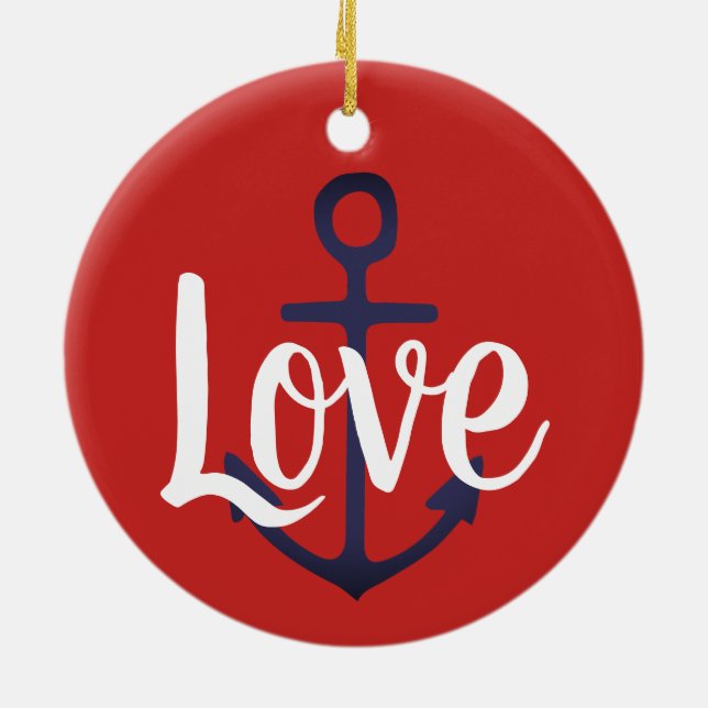 Adorno De Cerámica ANCHOR náutico + script AMOR (Atrás)
