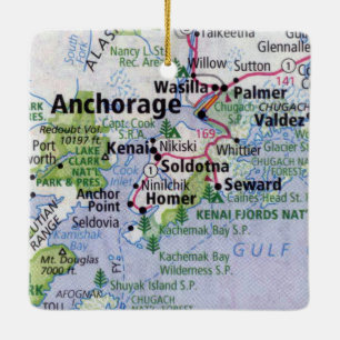 Adorno De Cerámica Anchorage Alaska Map