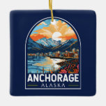 Adorno De Cerámica Anchorage Alaska Travel Art Emblem<br><div class="desc">Anchorage retro diseño de viaje vectorial. Anchorage es la ciudad más grande de Alaska,  ubicada entre las montañas Chugach y la entrada de Coco. Es conocida por su ambiente de pueblo pequeño,  su comunidad amigable y su impresionante paisaje.</div>