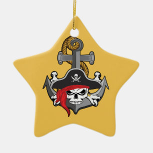Adorno De Cerámica Ancla de cráneo de pirata