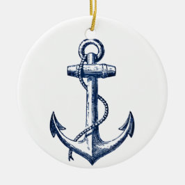 Adorno De Cerámica Ancla de los azules marinos